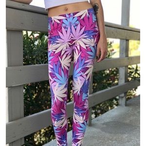 Subliminal Berry Blaze Pot Leaf Leggings